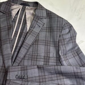 Zanetti Elements Wool Plaid Sport Coat, Black and Gray Blazer, Men's 40R